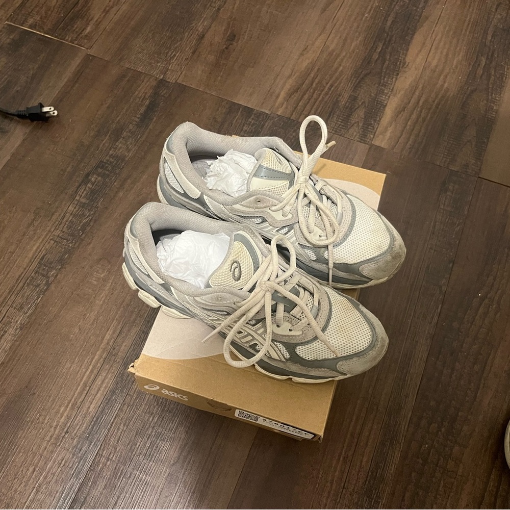 Asics Cream and Gray Running Shoes